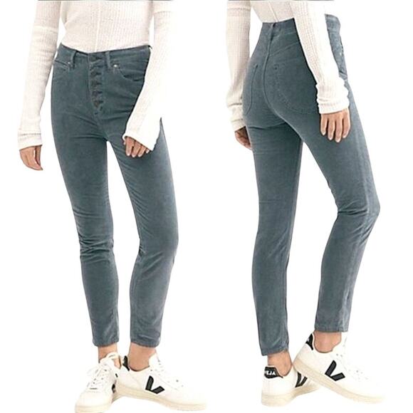 We The Free Pants - We The Free Gray Corduroy Pants Sz 27 Button Fly Boho Retro Y2K Casual Stretch